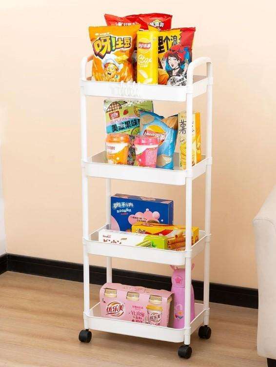 4-Tier Rolling Storage Cart with Lockable Wheels for Home and Office