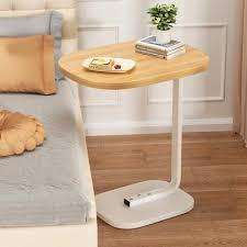 Bedside C-Shaped Coffee Table with Wooden Top