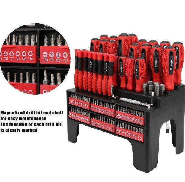 Professional 100-Piece Magnetic Screwdriver and Bit Set