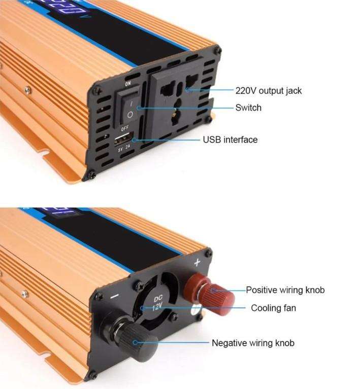 1500W Power Inverter Modified Sine Wave 12V to 220V with digital display