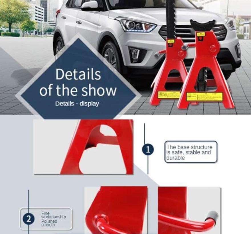 3-Ton Adjustable Vehicle Lifting Jack Stand Set - 2pc Set