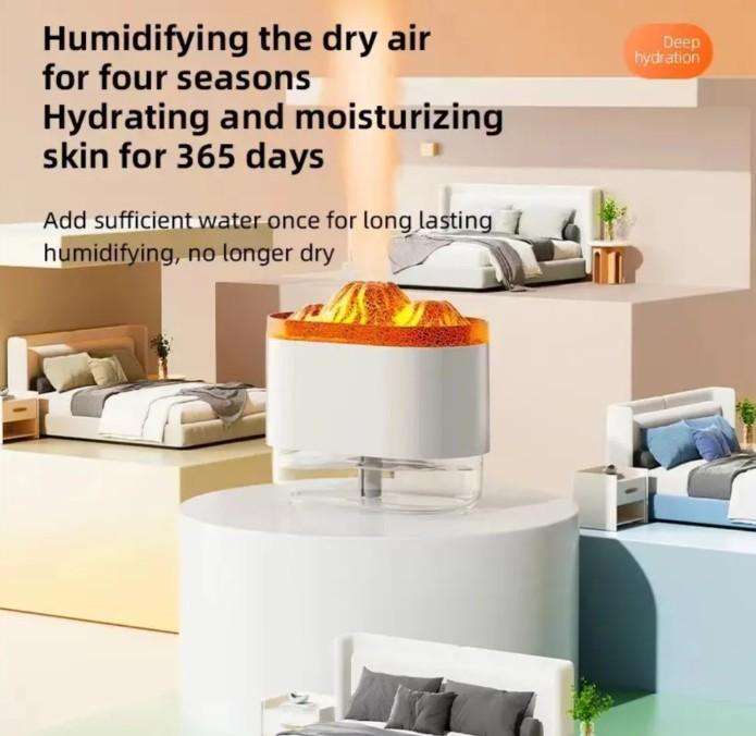 Volcano Ultrasonic Aroma Air Diffuser/Humidifier with Flame Mist Spray - USB charged