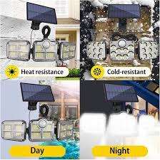 122 LED Waterproof Solar Flood Light with Remote -  3 Head Adjustable