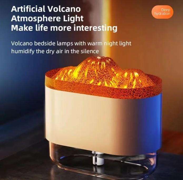 Volcano Ultrasonic Aroma Air Diffuser/Humidifier with Flame Mist Spray - USB charged