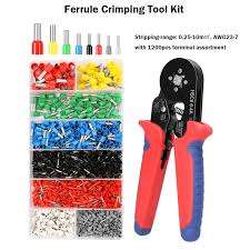 Ferrule Crimping Tool Kit Crimper Plier with 1200Pcs Wire End Terminals
