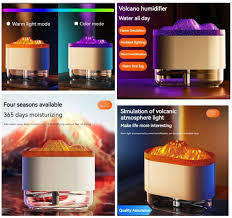 Volcano Ultrasonic Aroma Air Diffuser/Humidifier with Flame Mist Spray - USB charged