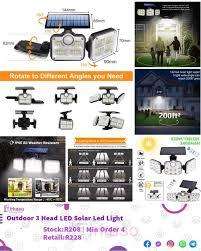 122 LED Waterproof Solar Flood Light with Remote -  3 Head Adjustable