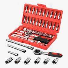 46 Piece Professional Chrome Vanadium Steel Socket Wrench Tool Set