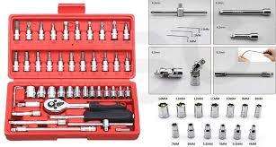 46 Piece Professional Chrome Vanadium Steel Socket Wrench Tool Set