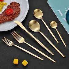 24 Piece Stainless Steel Cutlery Set in Elegant Storage box - Gold