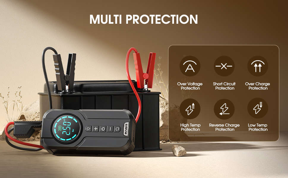 Smart Portable Lithium Jump Starter Power Bank Portable Air Compressor Car Battery Booster