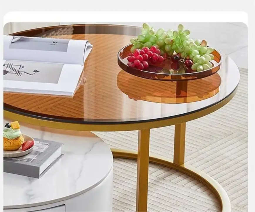 Modern Round Marble Nesting Coffee Table Set