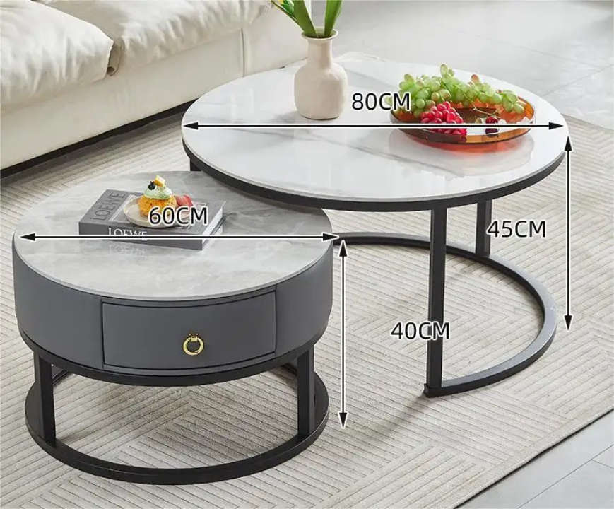 Modern Round Marble Nesting Coffee Table Set