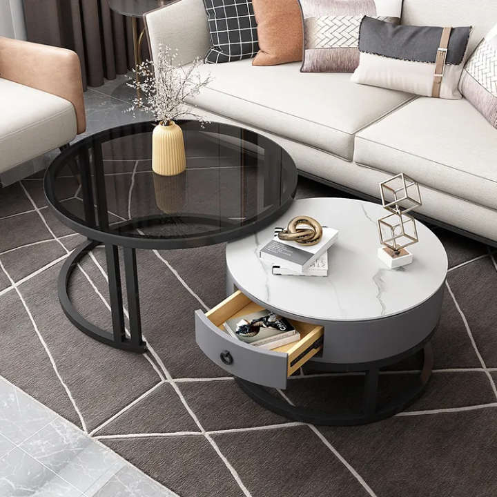 Modern Round Marble Nesting Coffee Table Set