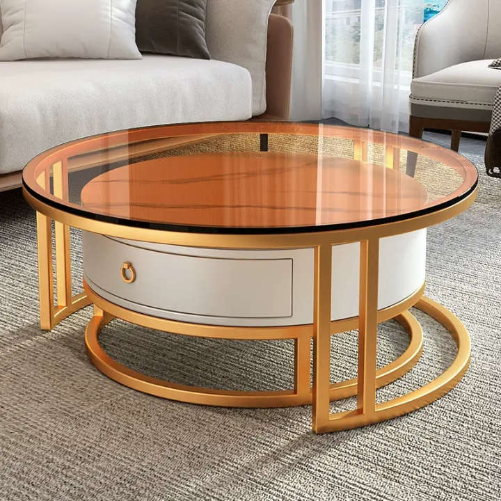 Modern Round Marble Nesting Coffee Table Set