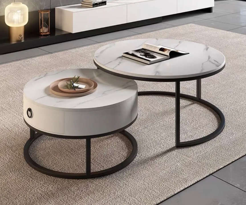 Modern Round Marble Nesting Coffee Table Set
