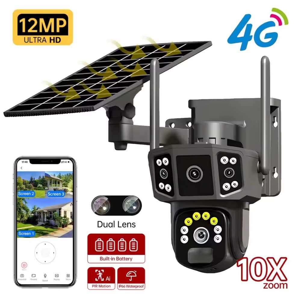4G WiFi CCTV Surveillance Camera With Solar ,Smart Detection Cloud Storage