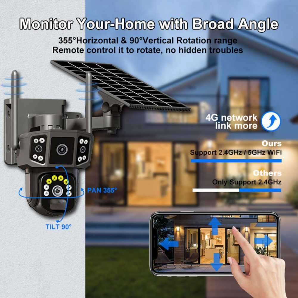 4G WiFi CCTV Surveillance Camera With Solar ,Smart Detection Cloud Storage