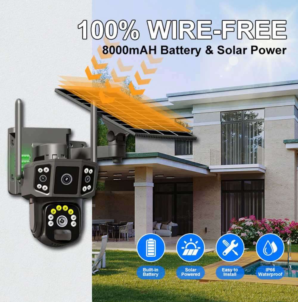 4G WiFi CCTV Surveillance Camera With Solar ,Smart Detection Cloud Storage