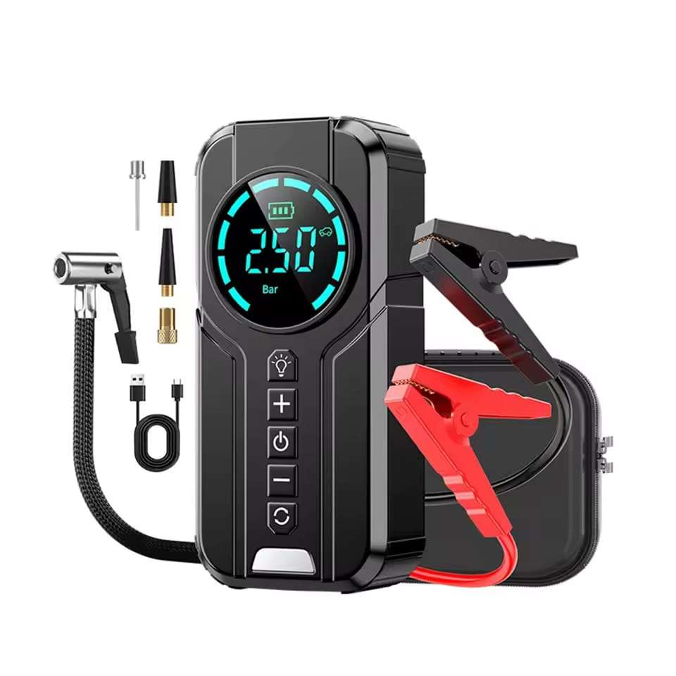 Smart Portable Lithium Jump Starter Power Bank Portable Air Compressor Car Battery Booster