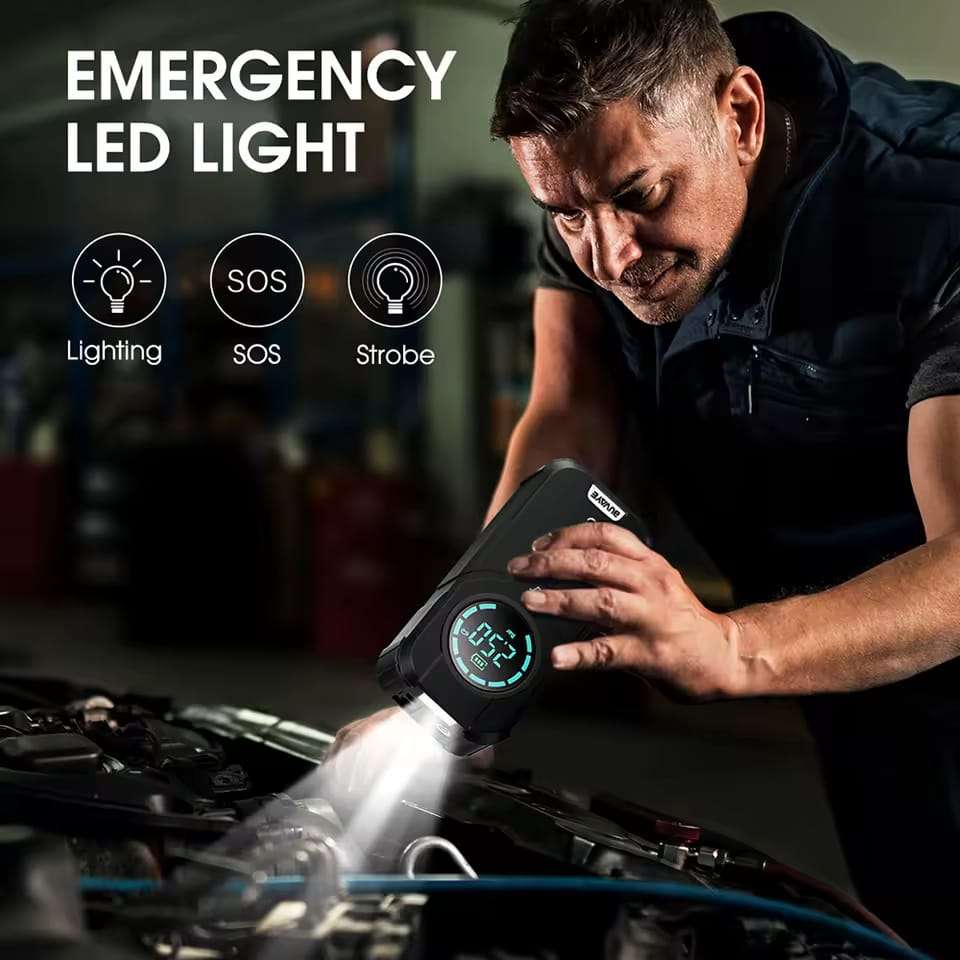 Smart Portable Lithium Jump Starter Power Bank Portable Air Compressor Car Battery Booster