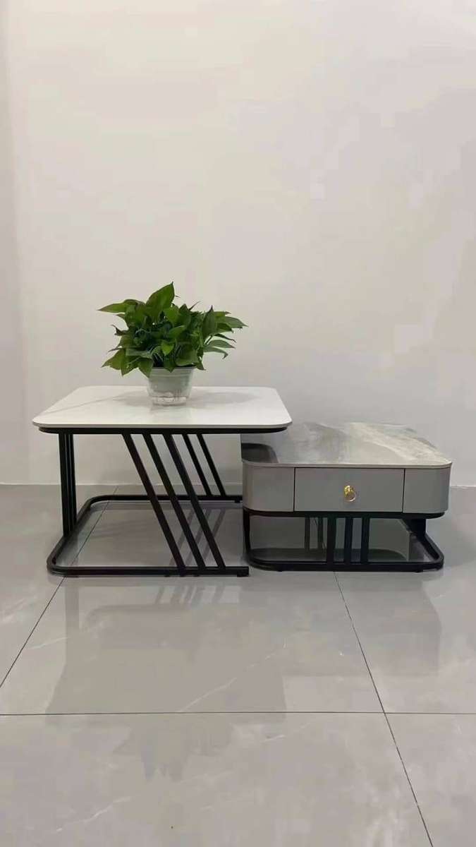 Modern Marble & Glass Nesting Coffee Table Set  Luxury Living Room Tables with Storage Drawer