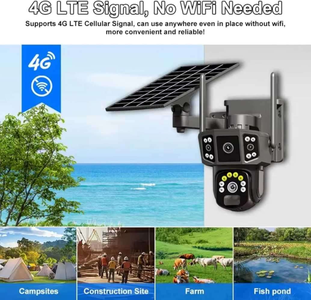 4G WiFi CCTV Surveillance Camera With Solar ,Smart Detection Cloud Storage