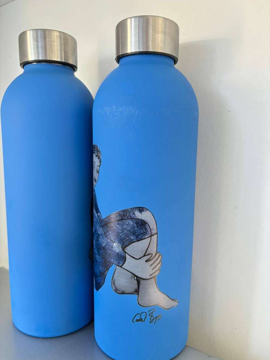 Carrol Boyes FLASK - mystique Blue, Grey, Black