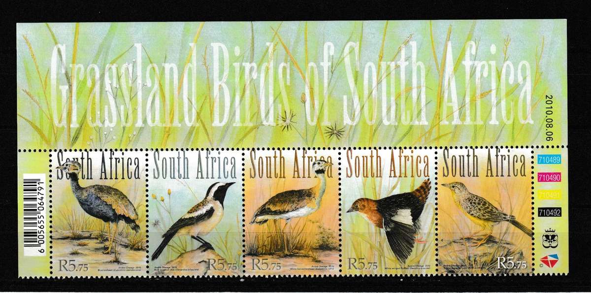 RSA 2010 GRASS BIRDS OF SOUTH AFRICA MNH