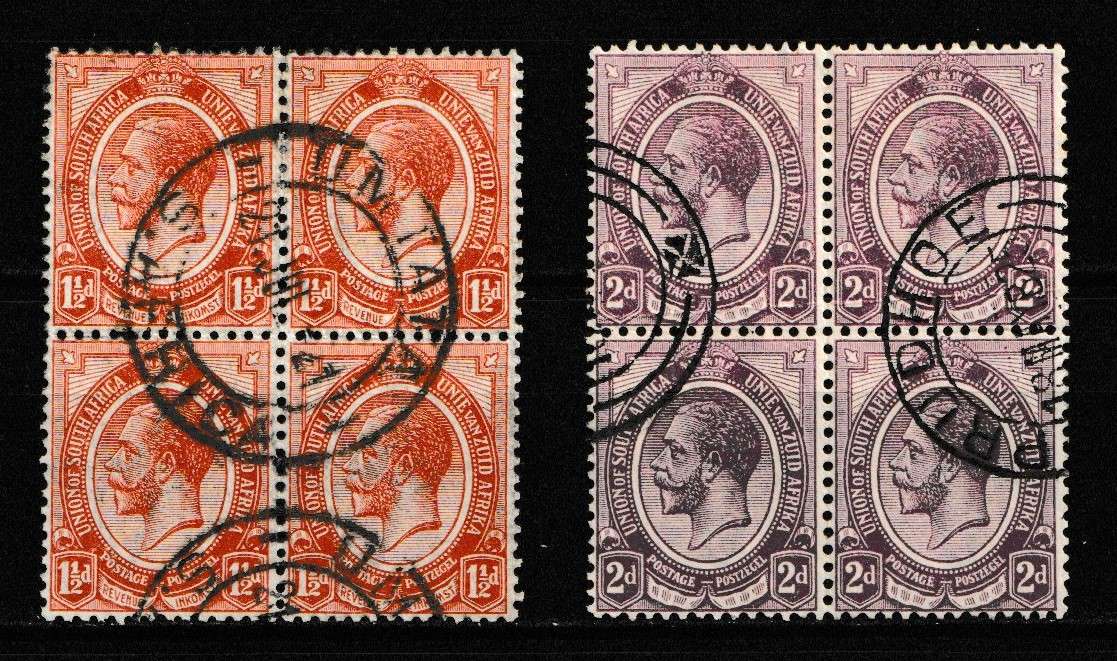 UNION 1913 KINGS HEADS 2 X BLOCKS OF FOUR
