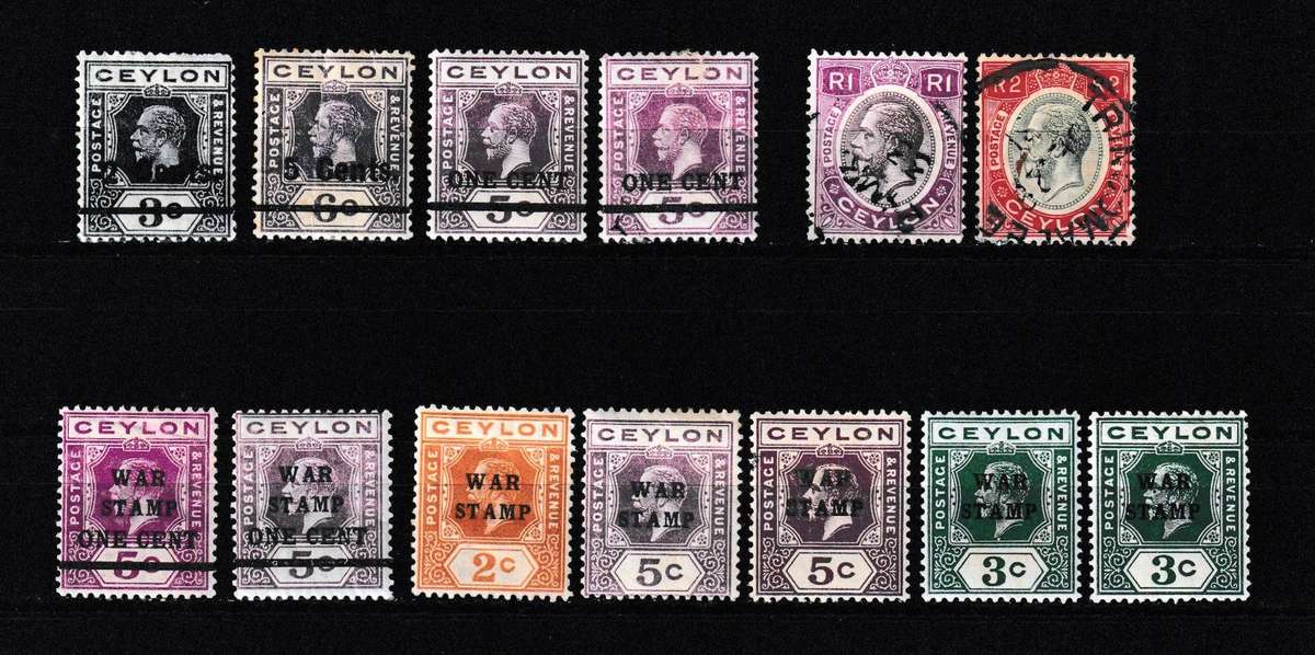CEYLON OVERPRINTS AND WAR STAMPS