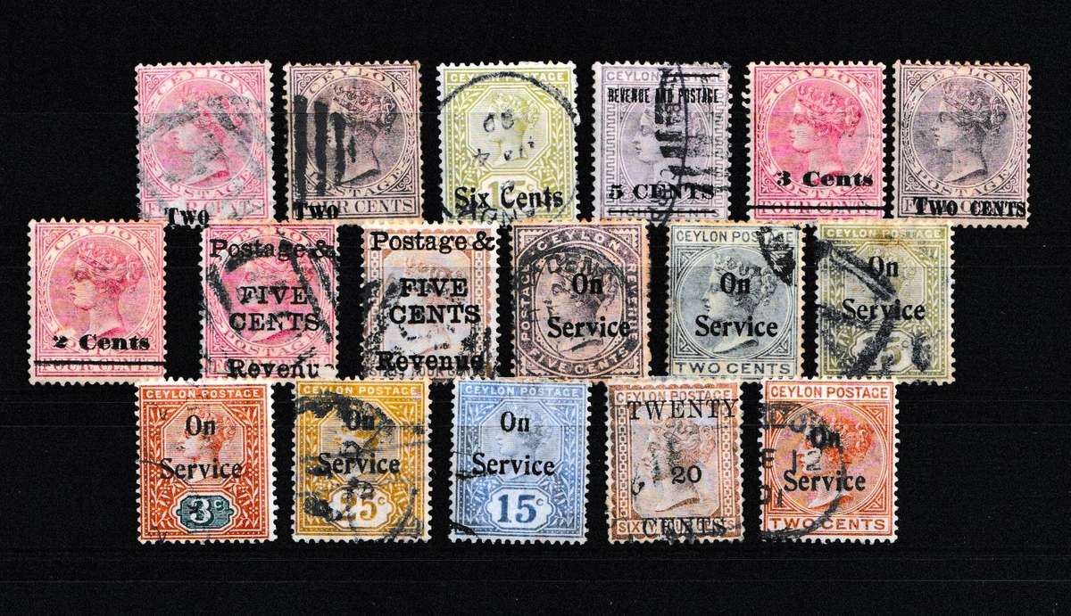 CEYLON VICTORIA OVERPRINTS,SOME SCARES