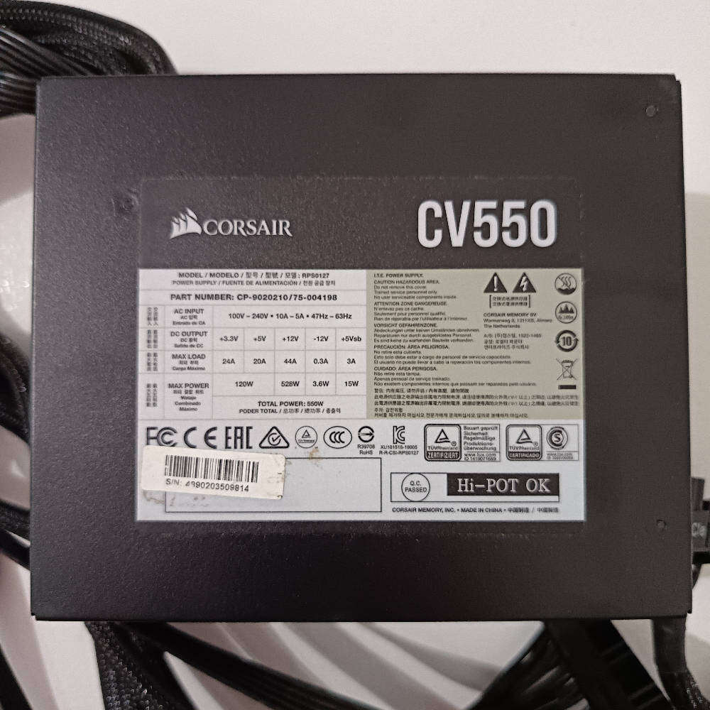 CV550  550 Watt 80 Plus® Bronze Certified PSU