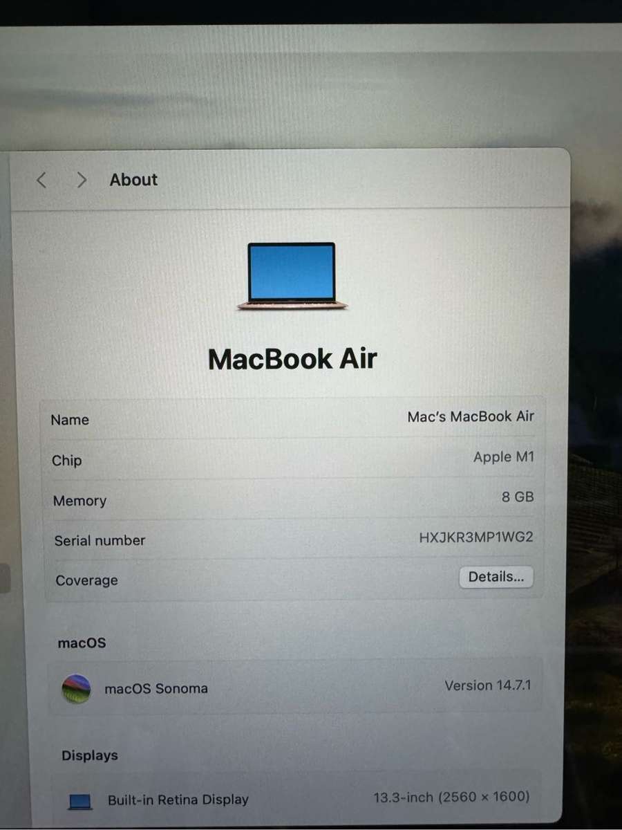 MacBook Air M1 Chip 2020 | 8GB | 256GB Mac SSD | Sonoma macOS Rose Gold