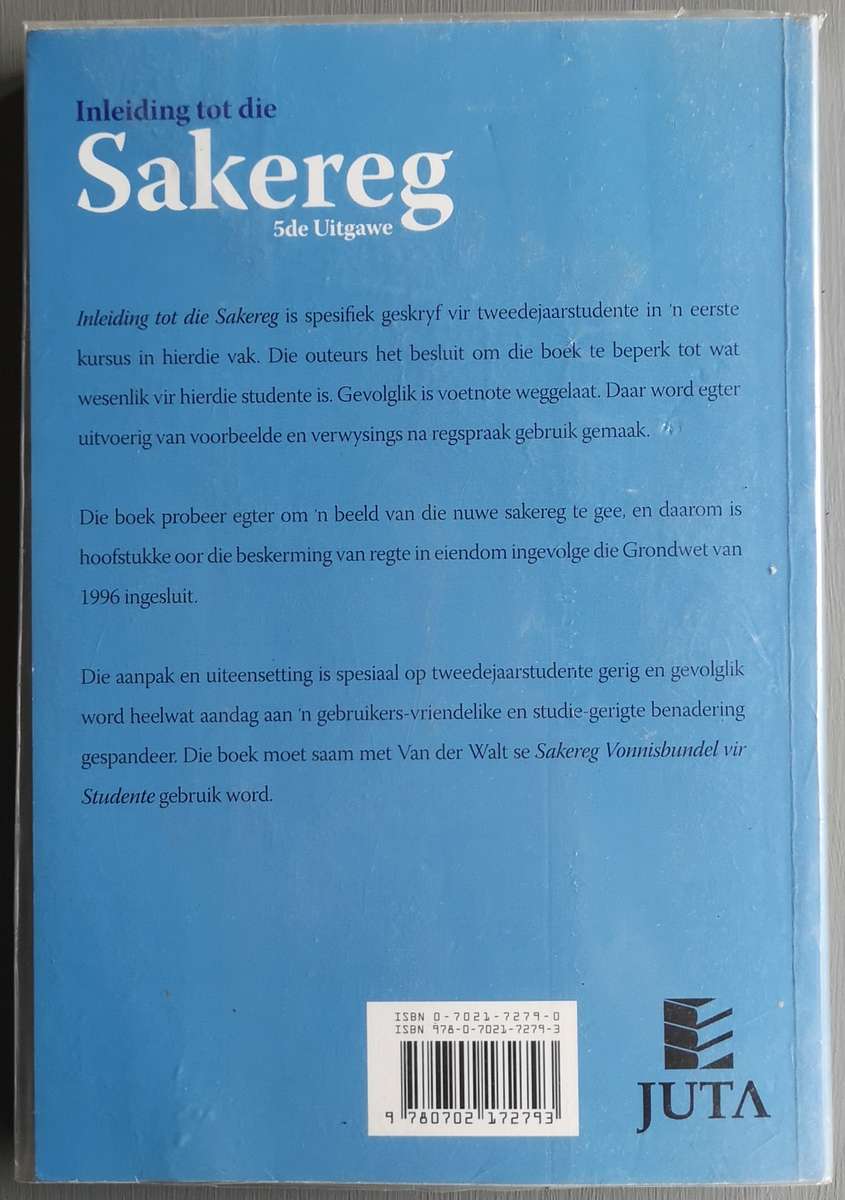 Inleiding tot die sakereg - A.J. van der Walt