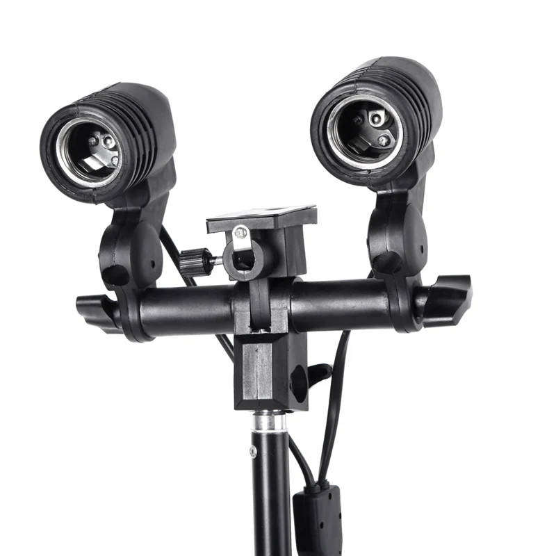 Studio lights - stand, umbrella holder, ac cable and 2 light fittings