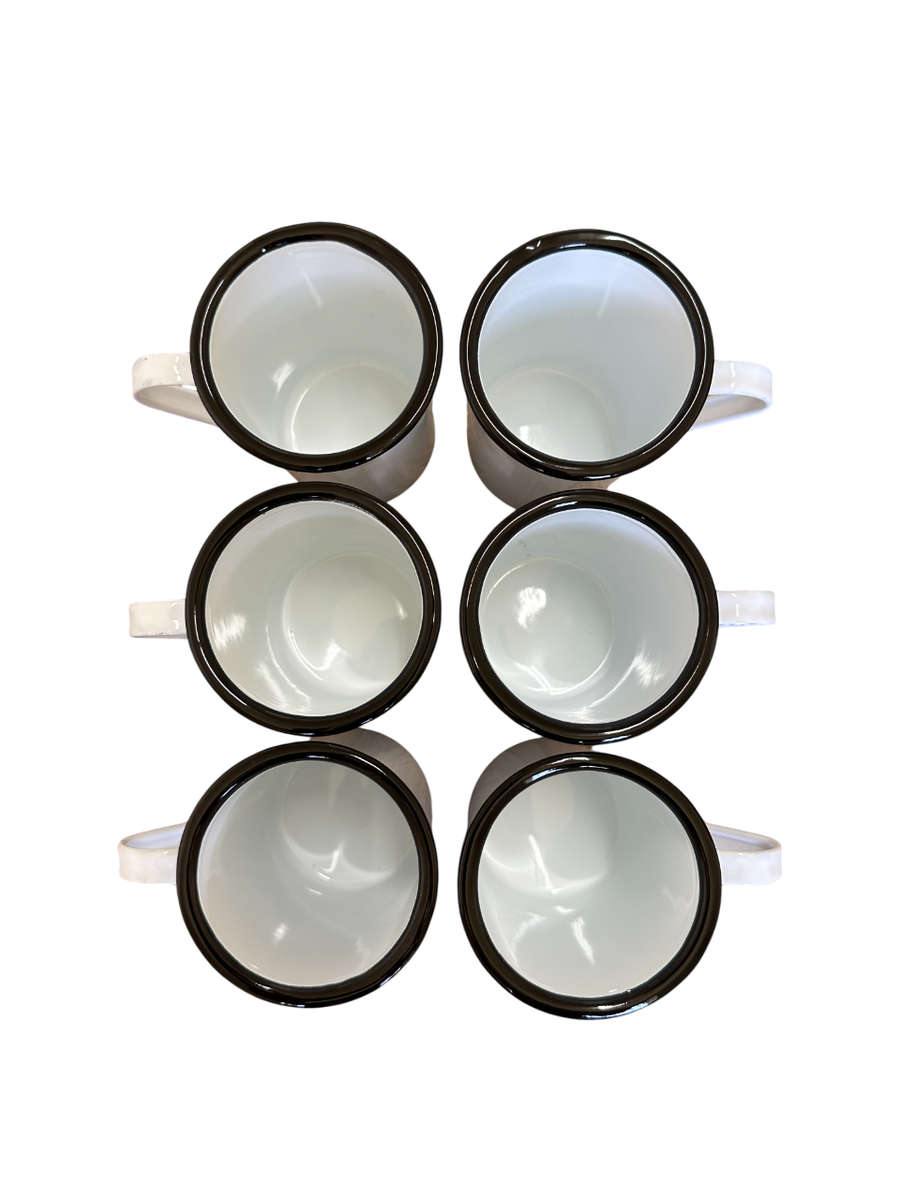 Enamel Tall Coffee Mug - 11cm- Set of 6 Value Pack