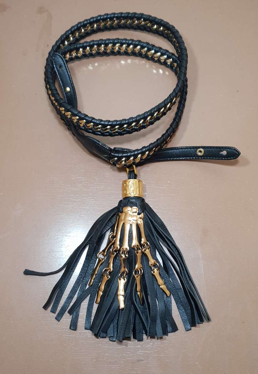 Moschino - USA Luxury designer universal handbag strap with signature braided brass Cuban link chain