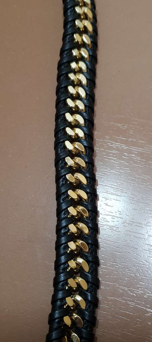 Moschino - USA Luxury designer universal handbag strap with signature braided brass Cuban link chain