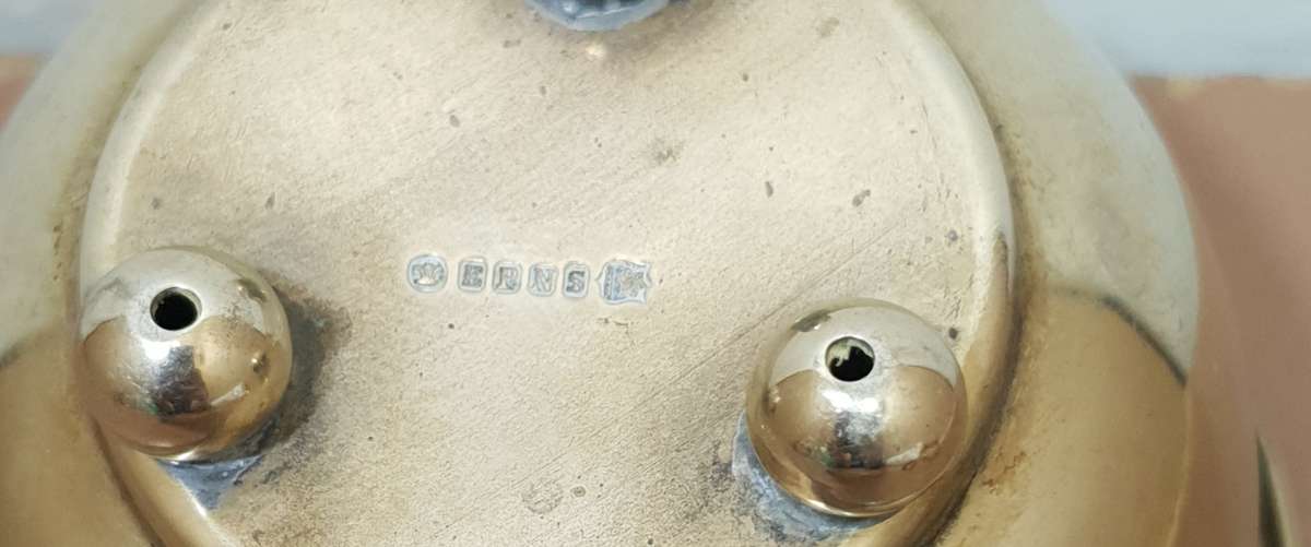 Antique English Footed Sugar Bowl with Cobalt Blue Glass Lining