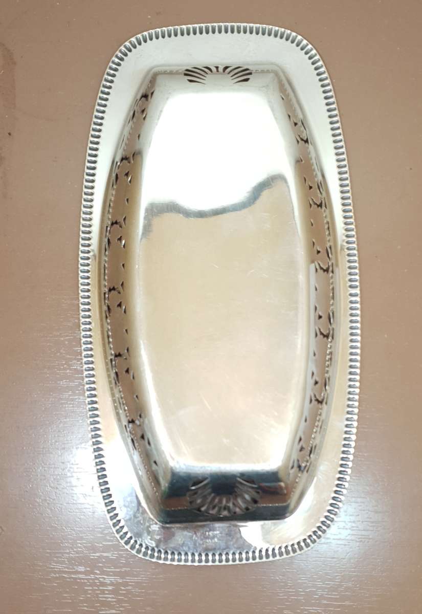 Large Hallmarked Silver plated brand new Snack / Fruit Tray / Dish in pristine condition.