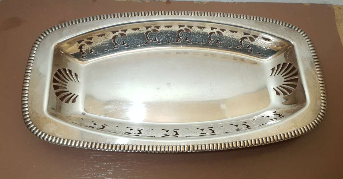 Large Hallmarked Silver plated brand new Snack / Fruit Tray / Dish in pristine condition.