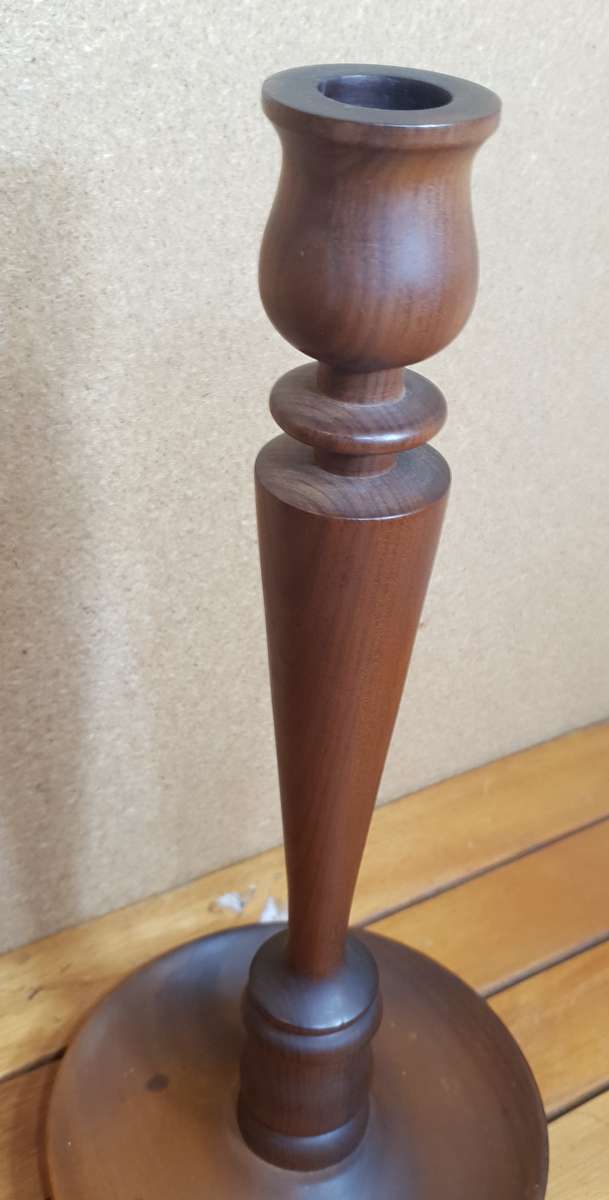 Demo stock - Handcrafted wooden tall  candle stick holder on stand