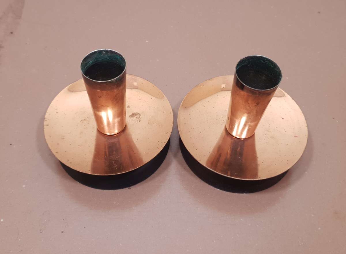 Demo stock - Pair of Israel made  copper candle stick holder.
