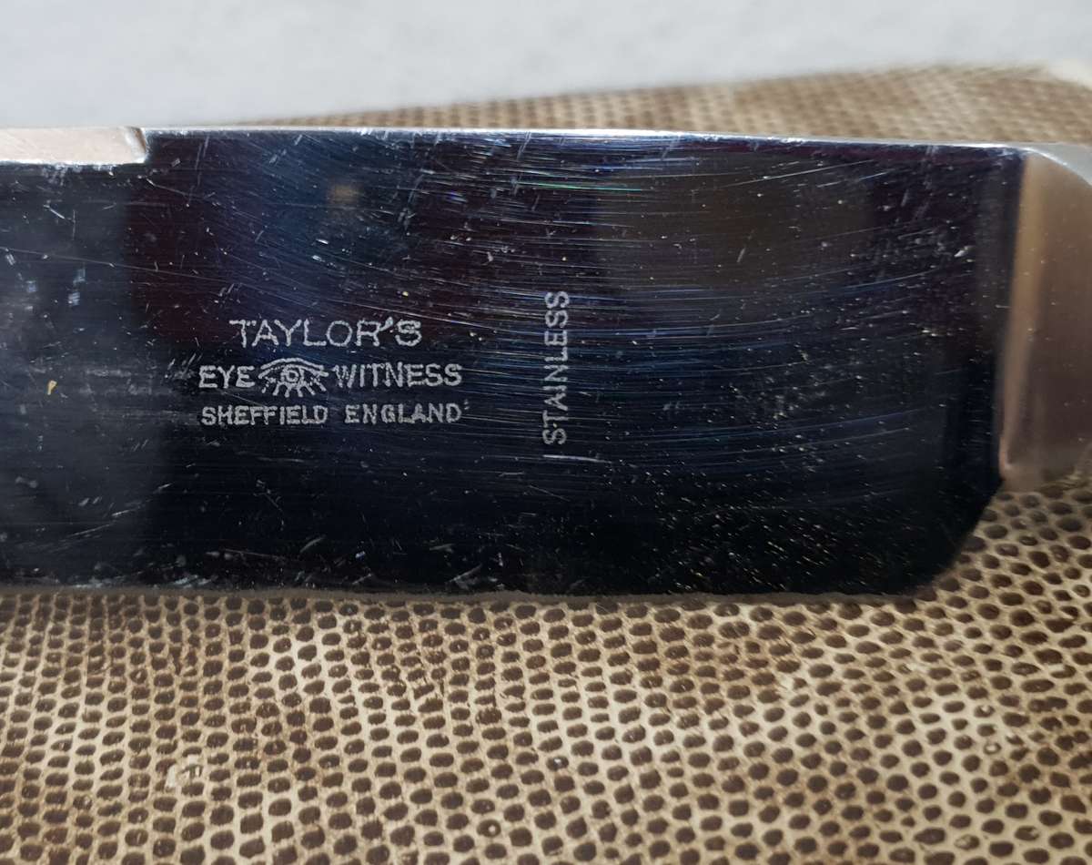 Vintage Antler Handle Meat Curving set by Tailors Eye Witness, Sheffield in pristine condition.