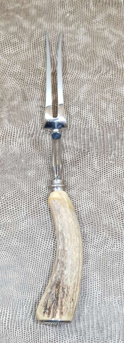 Vintage Antler Handle Meat Curving set by Tailors Eye Witness, Sheffield in pristine condition.