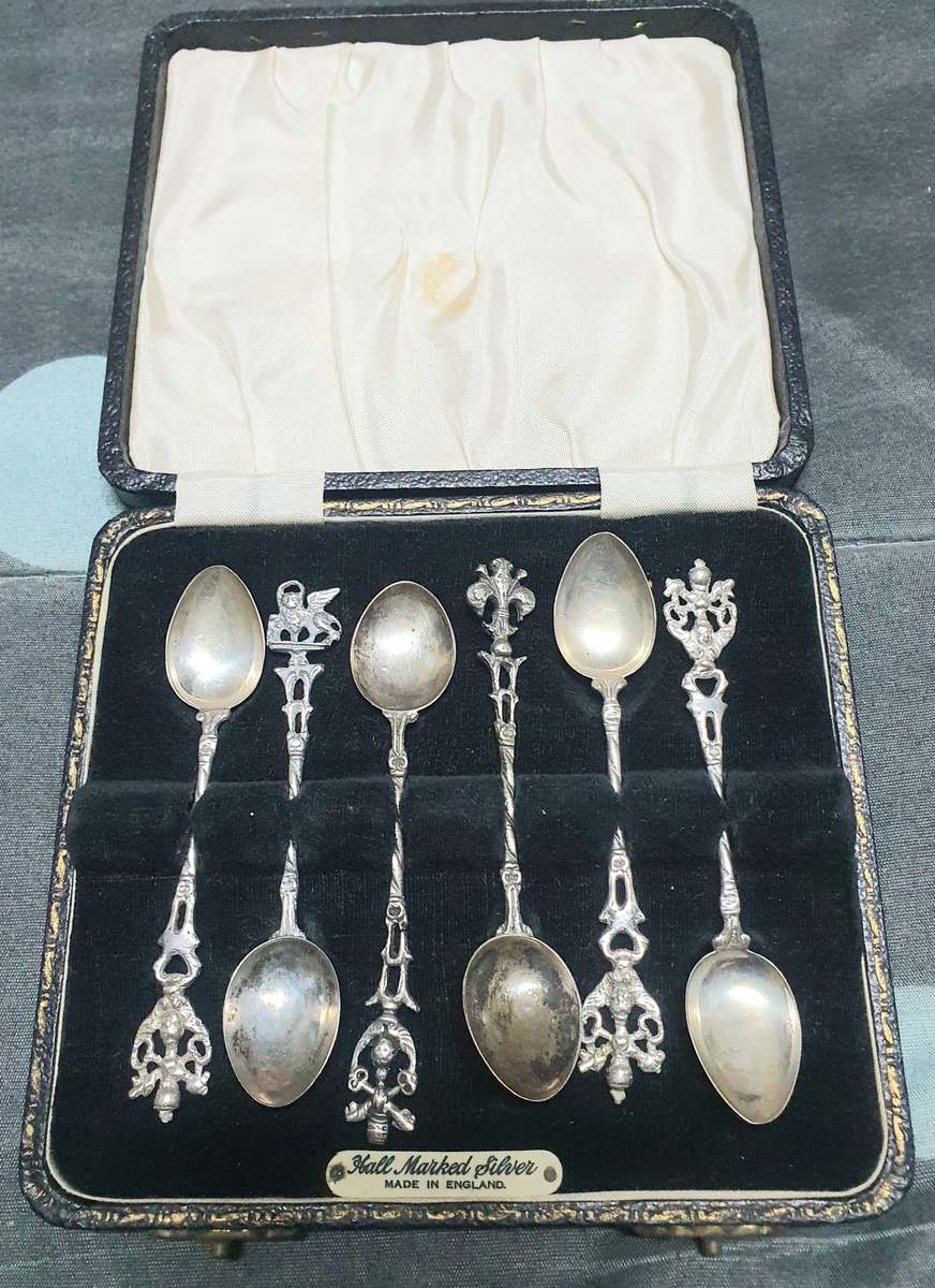 Set of 6 Hallmarked Vintage Dutch .800 Silver Sugar Spoon / Tea spoons in excellent condition