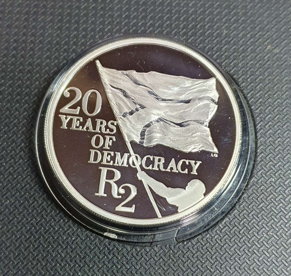 2014 South African 20 years of democracy proof silver Two Rand coin- Low mintage of only 974