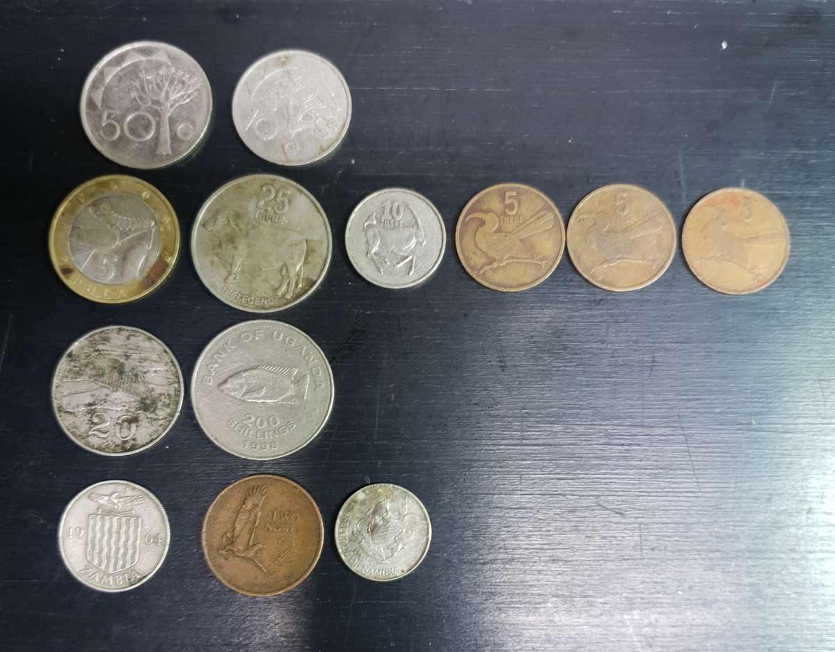 13 Collectable coins from Botswana, Uganda, Namibia, Zambia & Zimbabwe