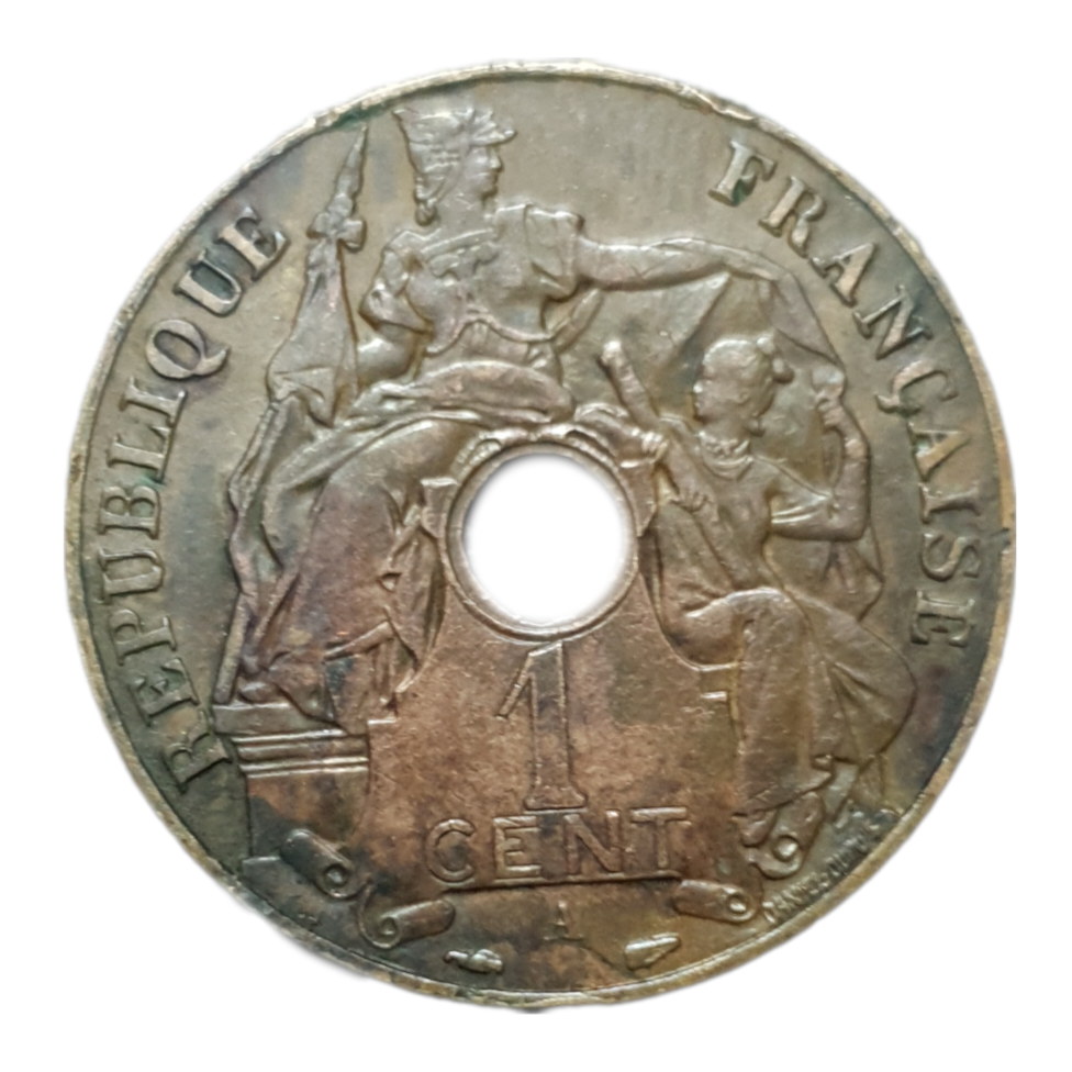 Rare 1939 INDO - CHINA FRANCE ONE CENT Coin in excellent condition.